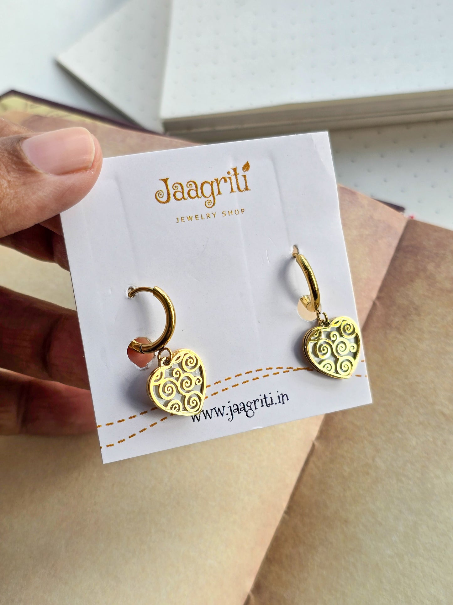 Love Drop Earing with Mother of Pearls Inside