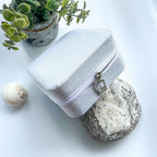 Mini Jewellery Organizer Box For Women Travel Ring, Pendant, Earring, Necklace Storage Case 4X4 Inch White Square