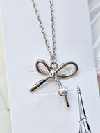 YJ-P4154 | Bow Pretty Silver Necklace |