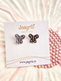 Oxidized Butterfly Silver-Tone Stud Earrings