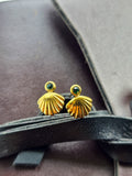 Seashell Stud Earring with Green Stone