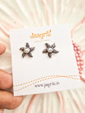Oxidized Star Silver -Tone Stud Earrings